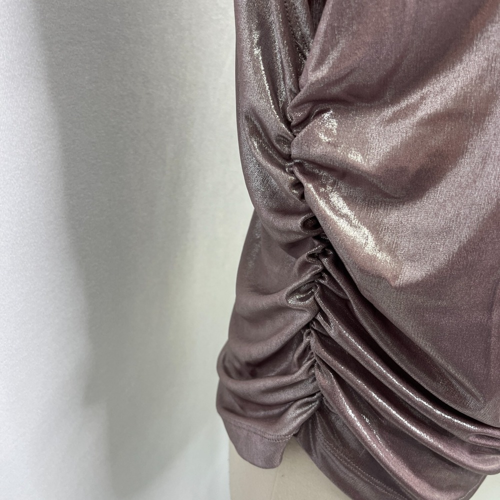 Maeve Mock-Neck Ruched Shine Tank Pink Mauve Vacation Party Top Womens XL - Picture 7 of 14